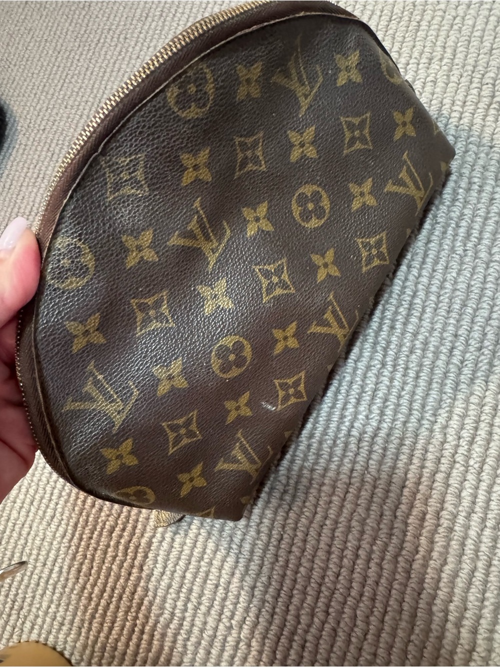 Auth Louis Vuitton Monogram Canvas Brown and Gold Toiletry Pouch - Picture 5 of 15